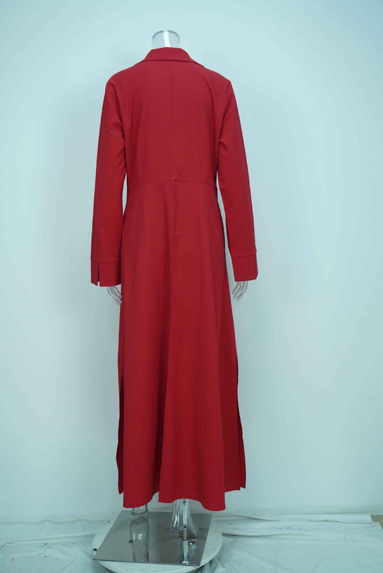 24543  Chic Spring Plain Tie-Waist Elegant Commuter Maxi Abaya Dress