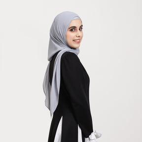 YZ317  Plain Pearl Chiffon Hijab with Built-in Magnetic Closure