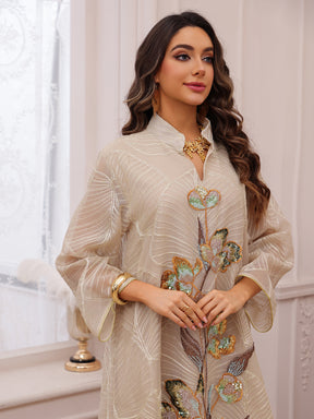 AB485  Mesh Embroidered Maxi Dress Ethnic Women's Clothing