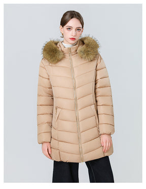 YAXF-8809  Women's Mid-Length Slim Winter Cotton-Padded Puffer Jacket