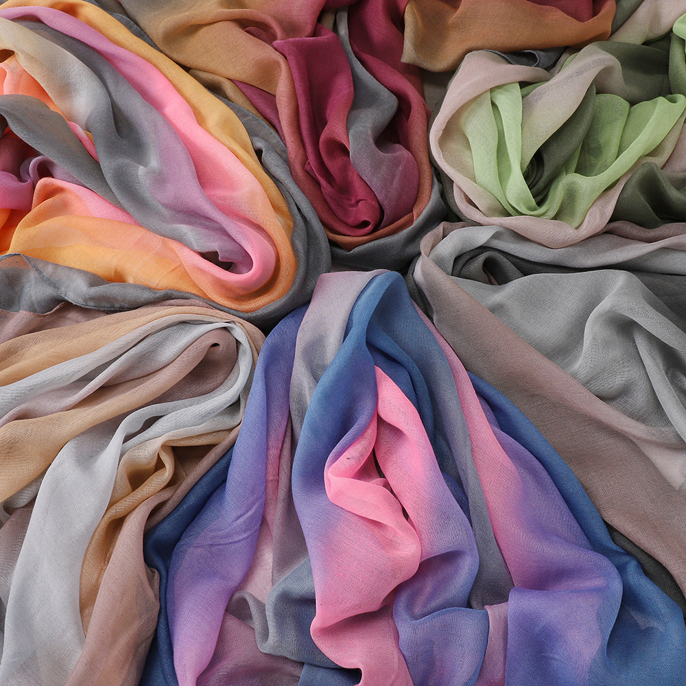 MSL411   Gradient color stitching casual hijab - MOQ:2