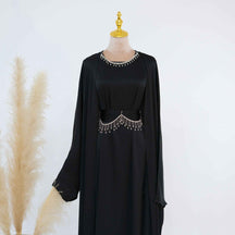 LR806  Elegant Abaya Two-Piece Set + Crystal Chain