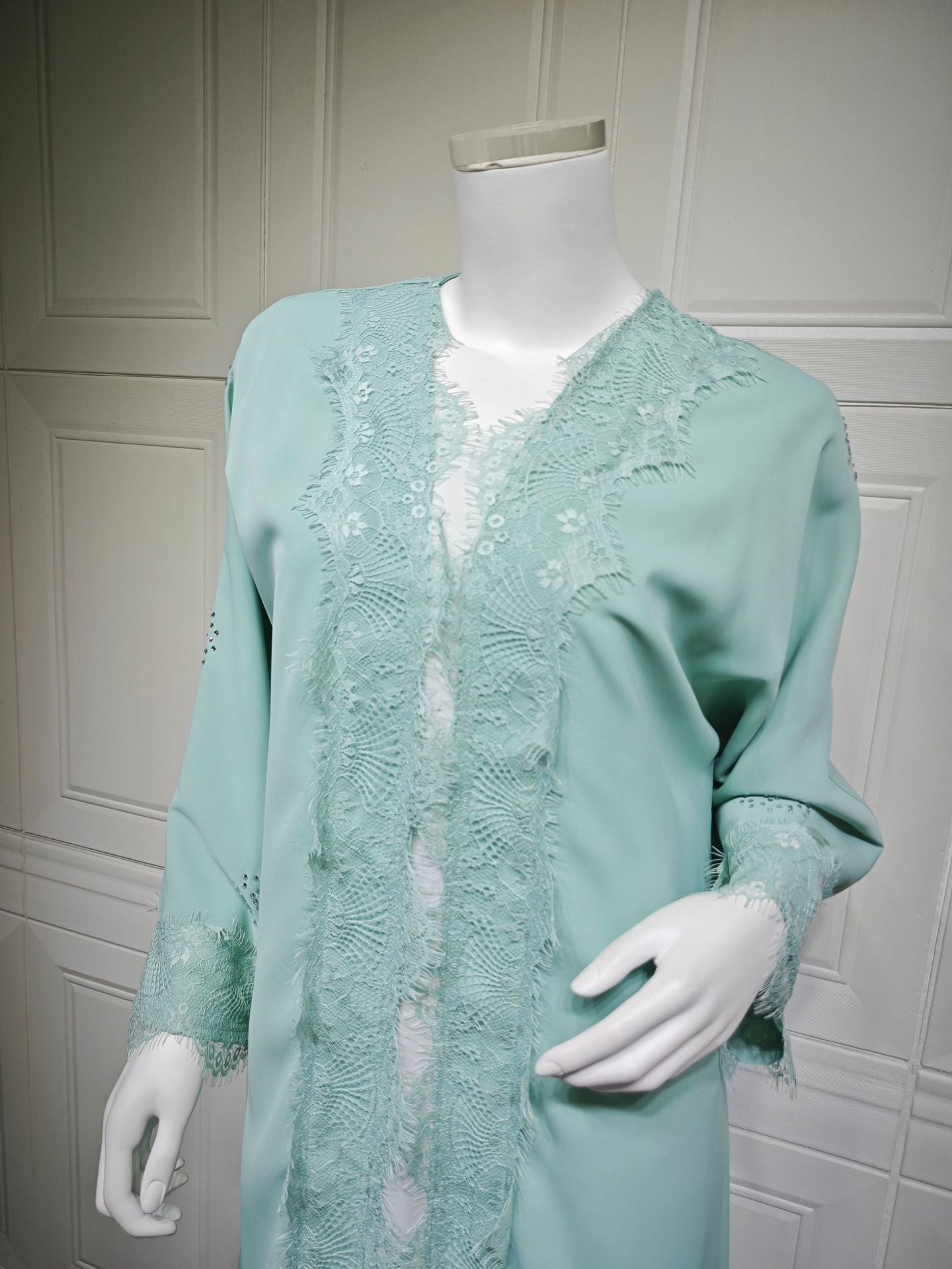 MQ214  Lace Patchwork Fashion Abaya Trendy Dress