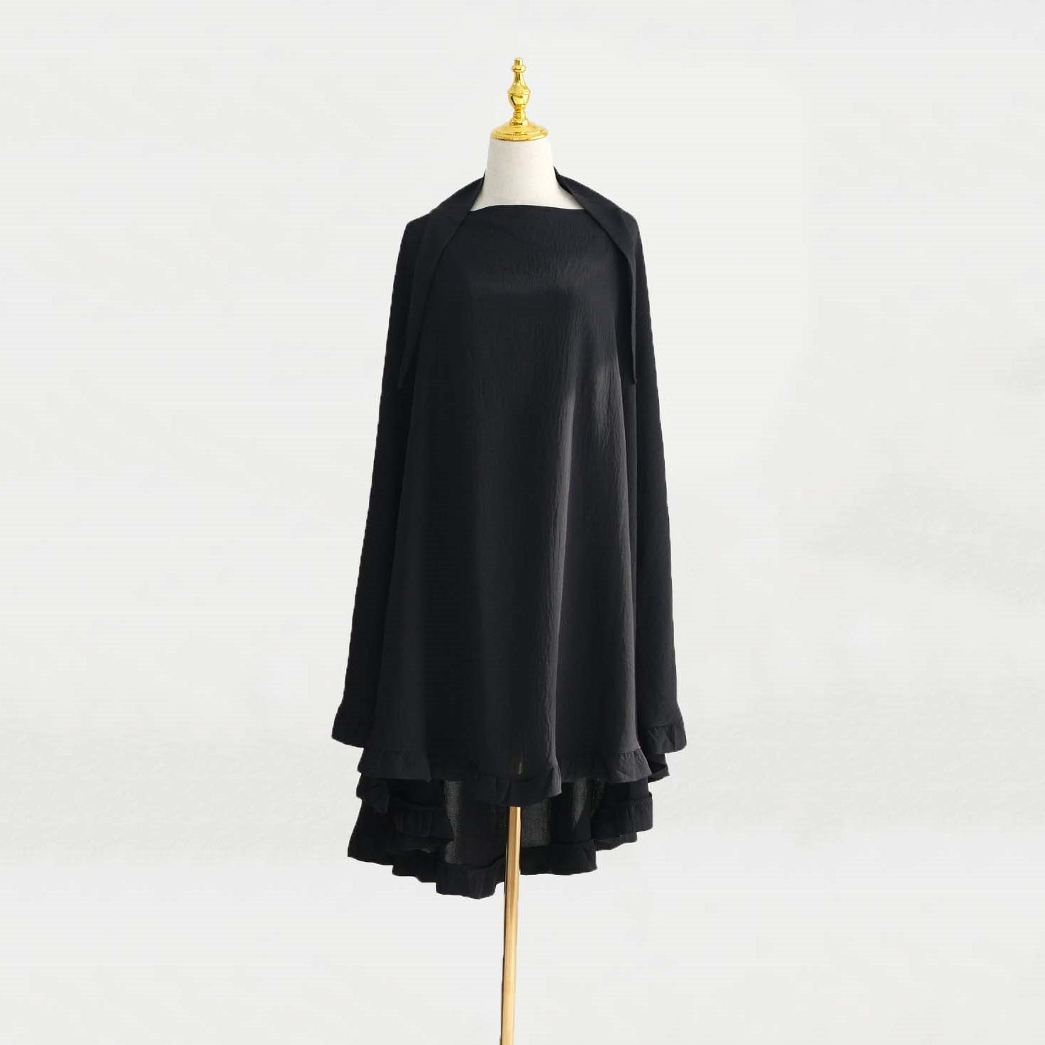 HJ912  Plain Polyester Ruffle Wide-Drape Hijab