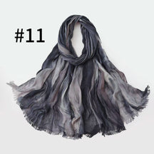 SS007 Gradient Tassel Crinkle Modal Hijab
