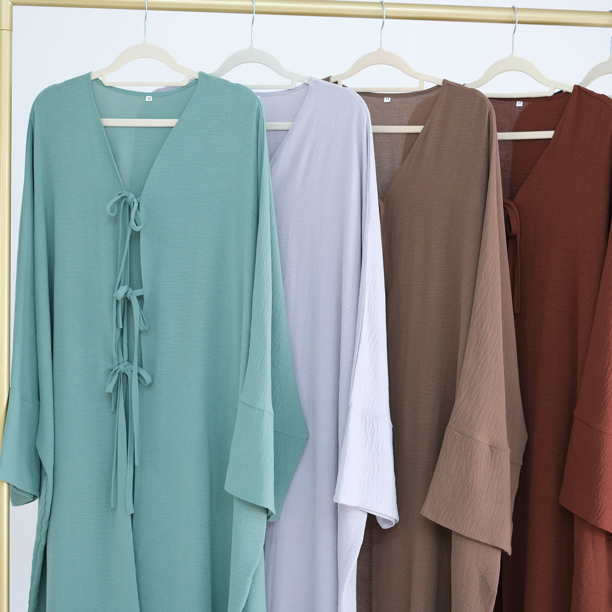 LR883  Tie-Waist Open-Front Polyester Dress
