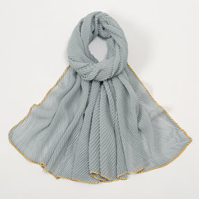 VS787  Cross-border sales of pure color crumpled simple scarf spring and summer new Malay Indonesia ladies crumpled edge long scarf in stock