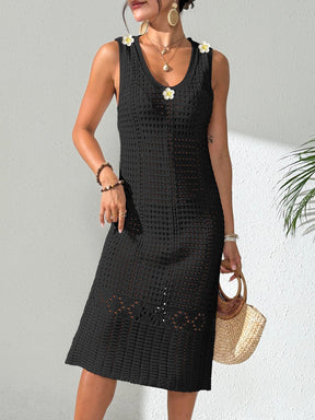 Z105601  Hollow woven hand-crocheted flower patchwork beach dress