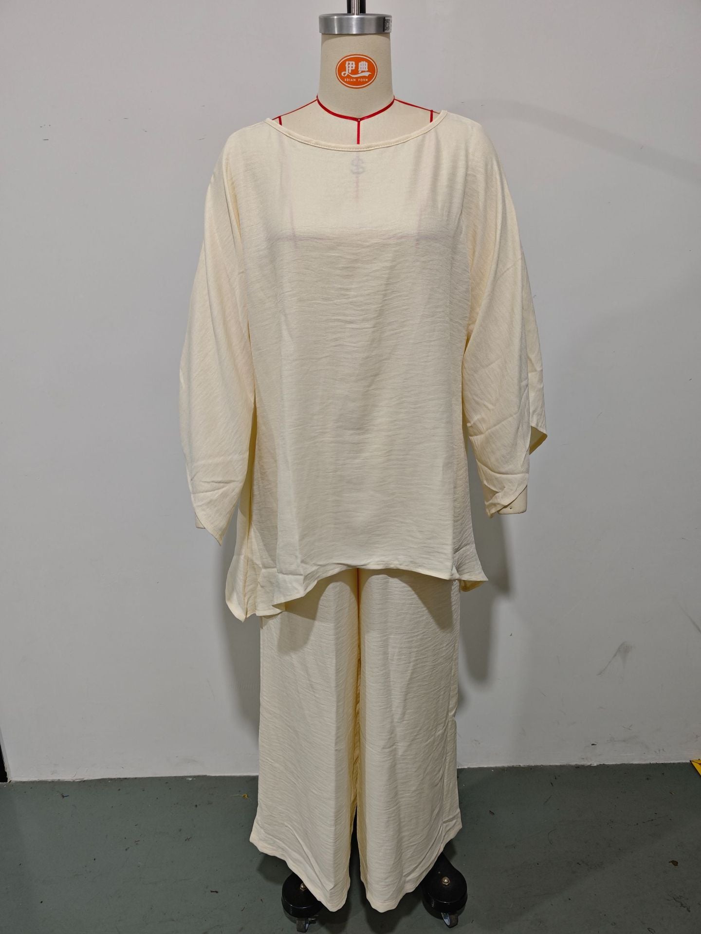 GS-30910  Women Simple Loose Linen Blend Shirt Wide Leg Pants Set