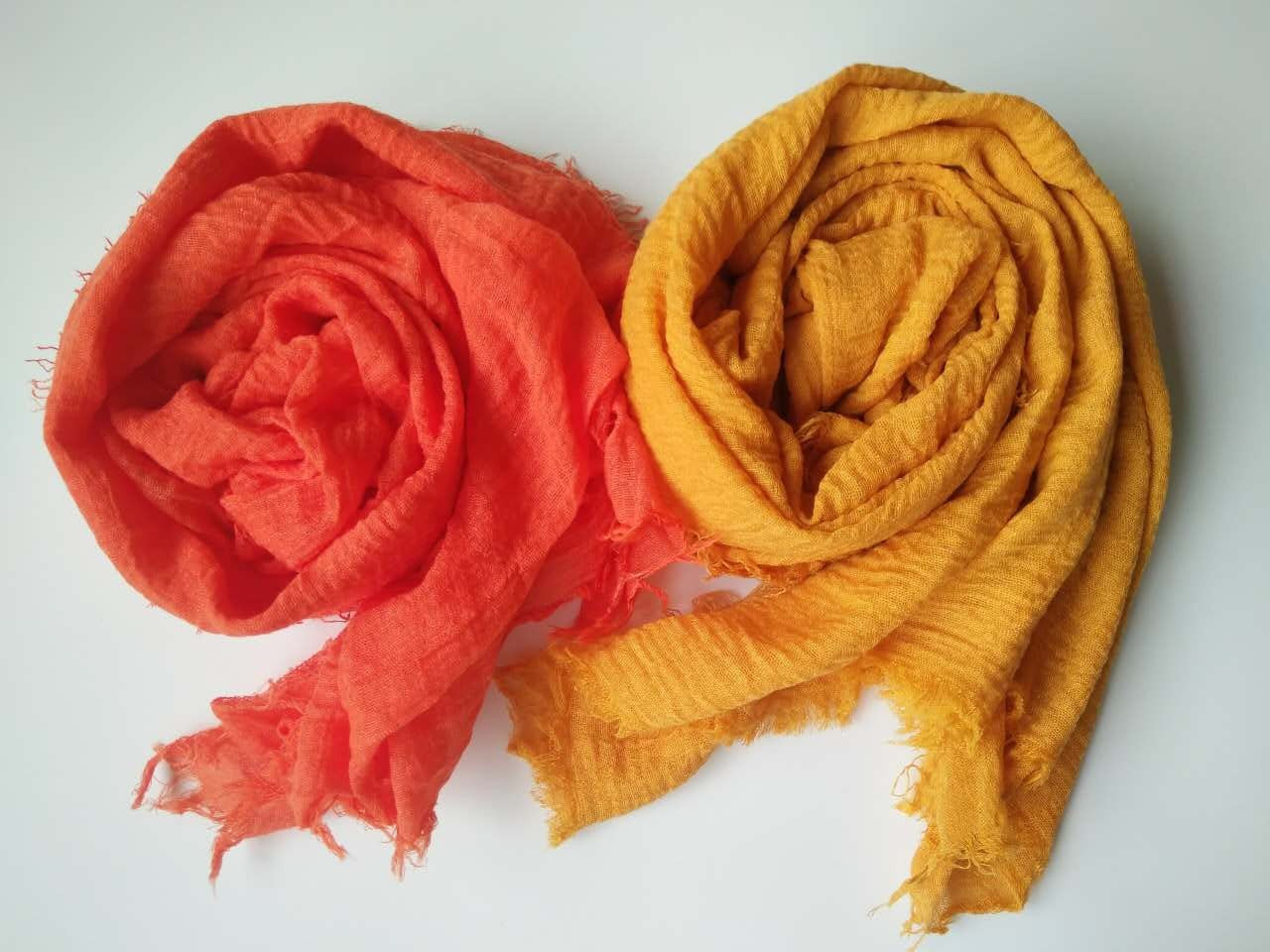 WJ01   Cotton scarf solid color scarf wrinkled bubble scarf shawl headscarf