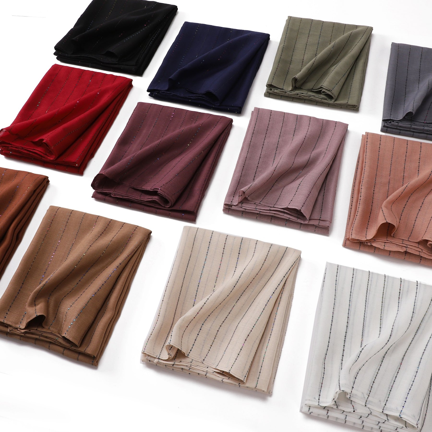 YZ328  Striped Lightweight Polyester Colorful Sequin Hijab