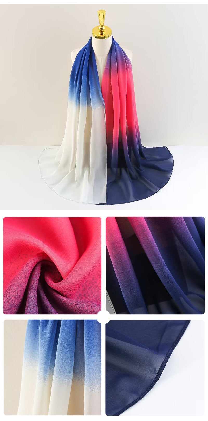 YW236 Gradation Color Chiffon Hijab for Elegant Style