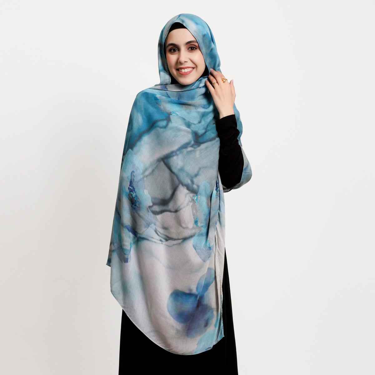 MD4-9  High quality abstract art print single stitch long scarf soft and breathable hijab