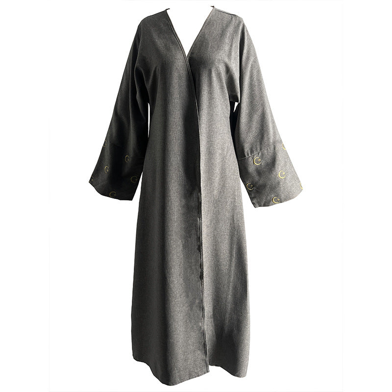 SH2537-2.0  Plain moon embroidery elegant fashionable long-sleeve dress
