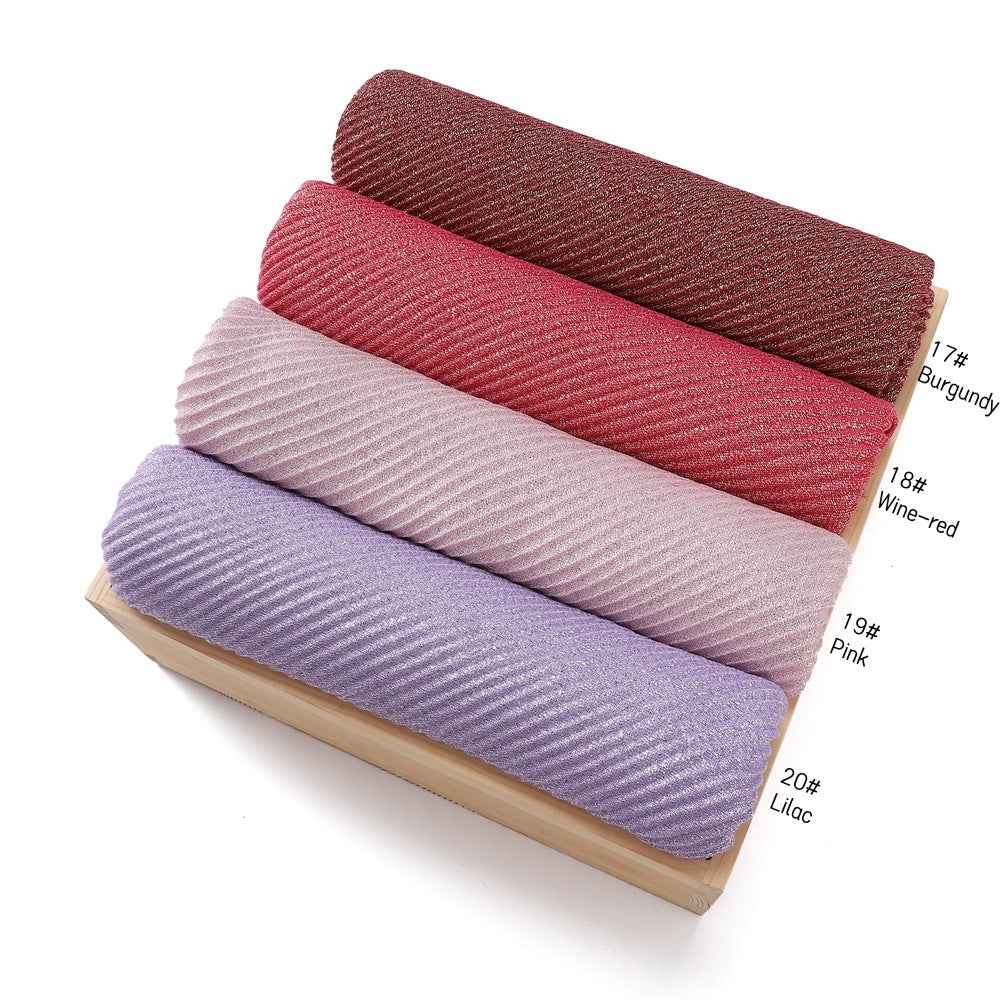 YZ112 Gold and Silver Thread Solid Color Crinkled Hijab