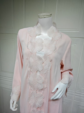 MQ242  Elegant Floral Appliqué Cardigan Abaya for Women