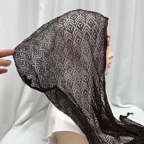 IH123  Exquisite Shiny Thread Diamond Hollow-out Muslim Hijab