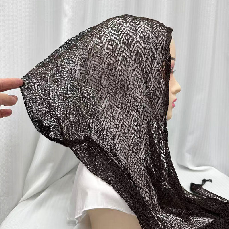 IH123  Exquisite Shiny Thread Diamond Hollow-out Muslim Hijab