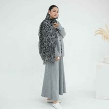 WDM010  Autumn/Winter Thickened Knitted Plain Three-Piece Set + Hijab