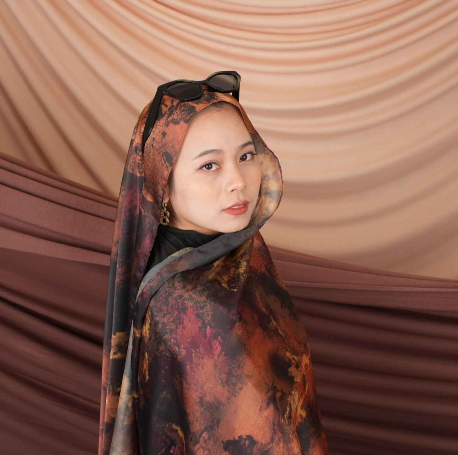 ST010  Imitation silk printed hijab