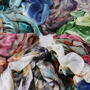 MSL395  Modal printed double stitch scarf