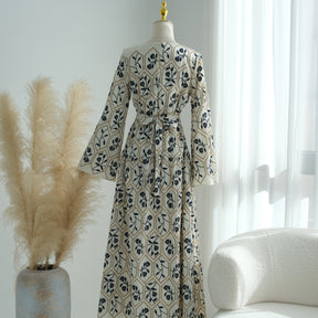 LR1095  Women's Plus Size Long Sleeve Full Embroidery Dress