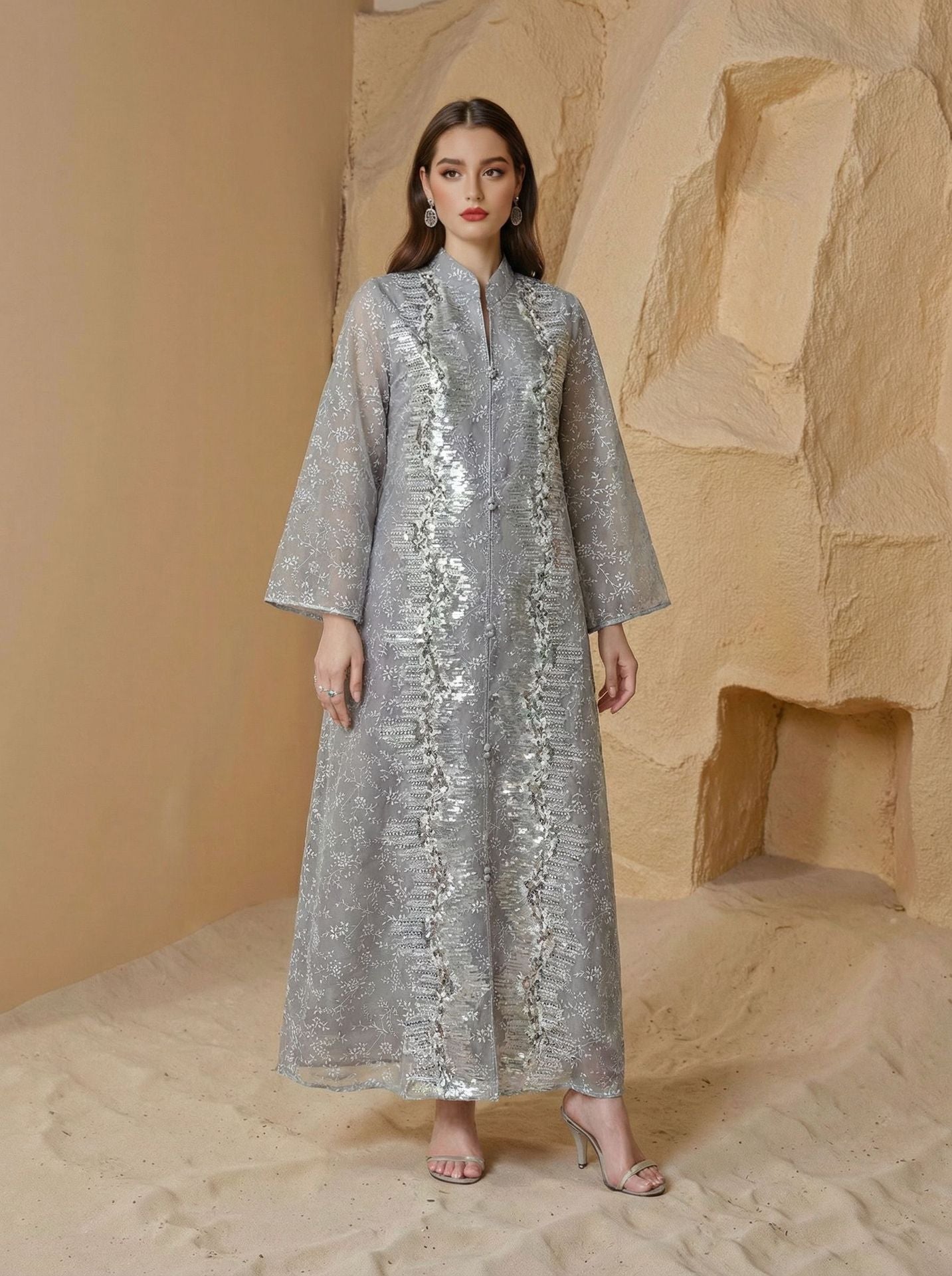 SMT240  Sheer mesh maxi dress – breathable luxury, elegantly effortless