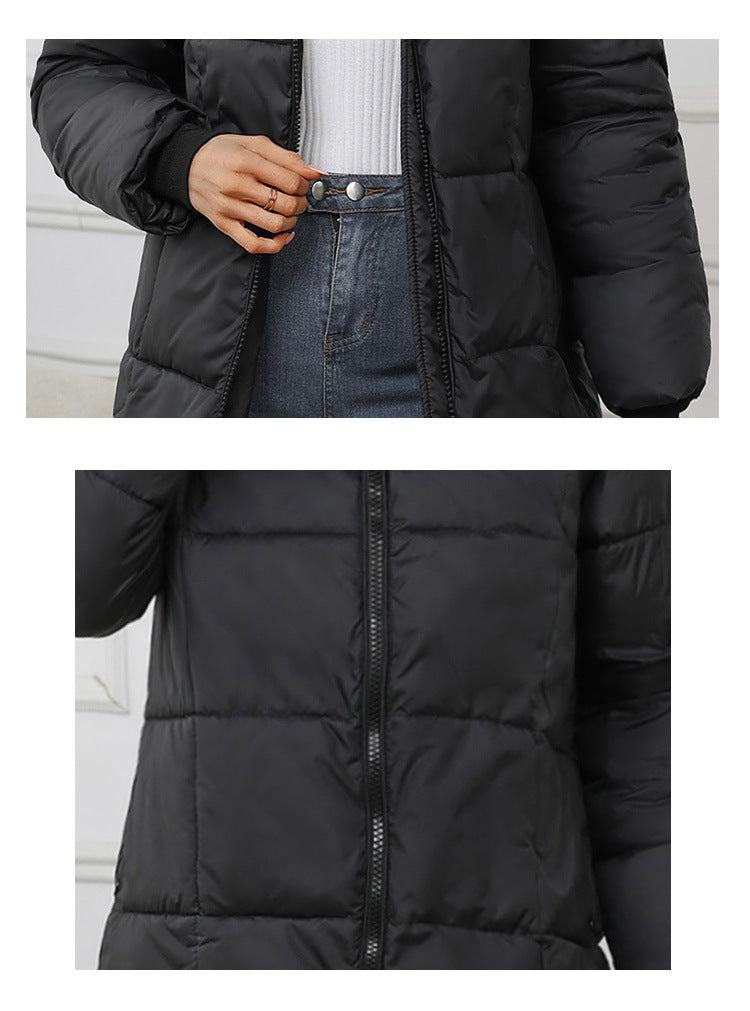 W1836  Women's Hooded Mid-Length Slim Winter Cotton-Padded Coat
