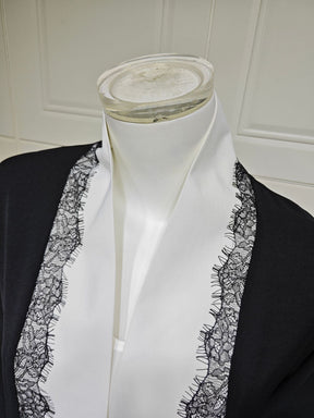 MQ266  Black Polyester Lace Patchwork Abaya