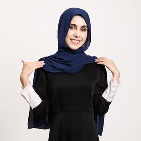 YZ316  Plain Silky Thick Chiffon Hijab with Built-in Magnetic Buckle and Matching Undercap