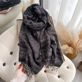 ZM001  Cashew Print Faux Cashmere Double-Sided Autumn Winter Scarf
