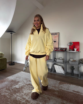 C56300  Women's Oversized Half-Zip Sweatshirt & Drawstring Sweatpants Set