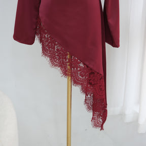 LR1180&LR1185  Back-Tie Waist-Cinched Viscose Long Sleeve Top + Skirt Set-Skirt Set - Mix & Match Set