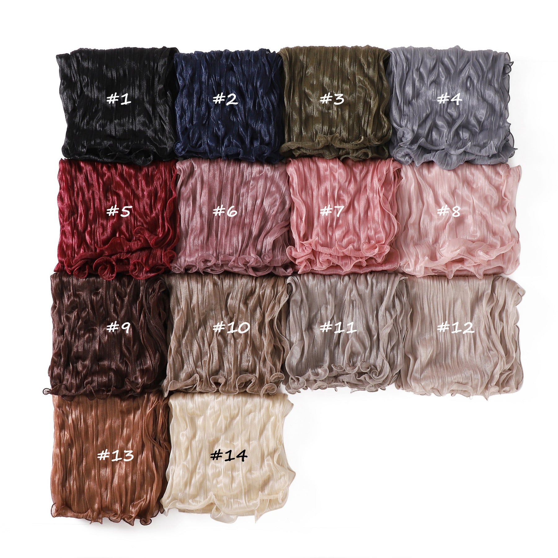 YZ327  Plain breathable glossy stretchy crinkled chiffon hijab