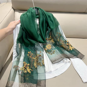 ws-9456153121  High-end Suzhou embroidery manual simulation silk summer scarf embroidered scarf gift with high-end shawl