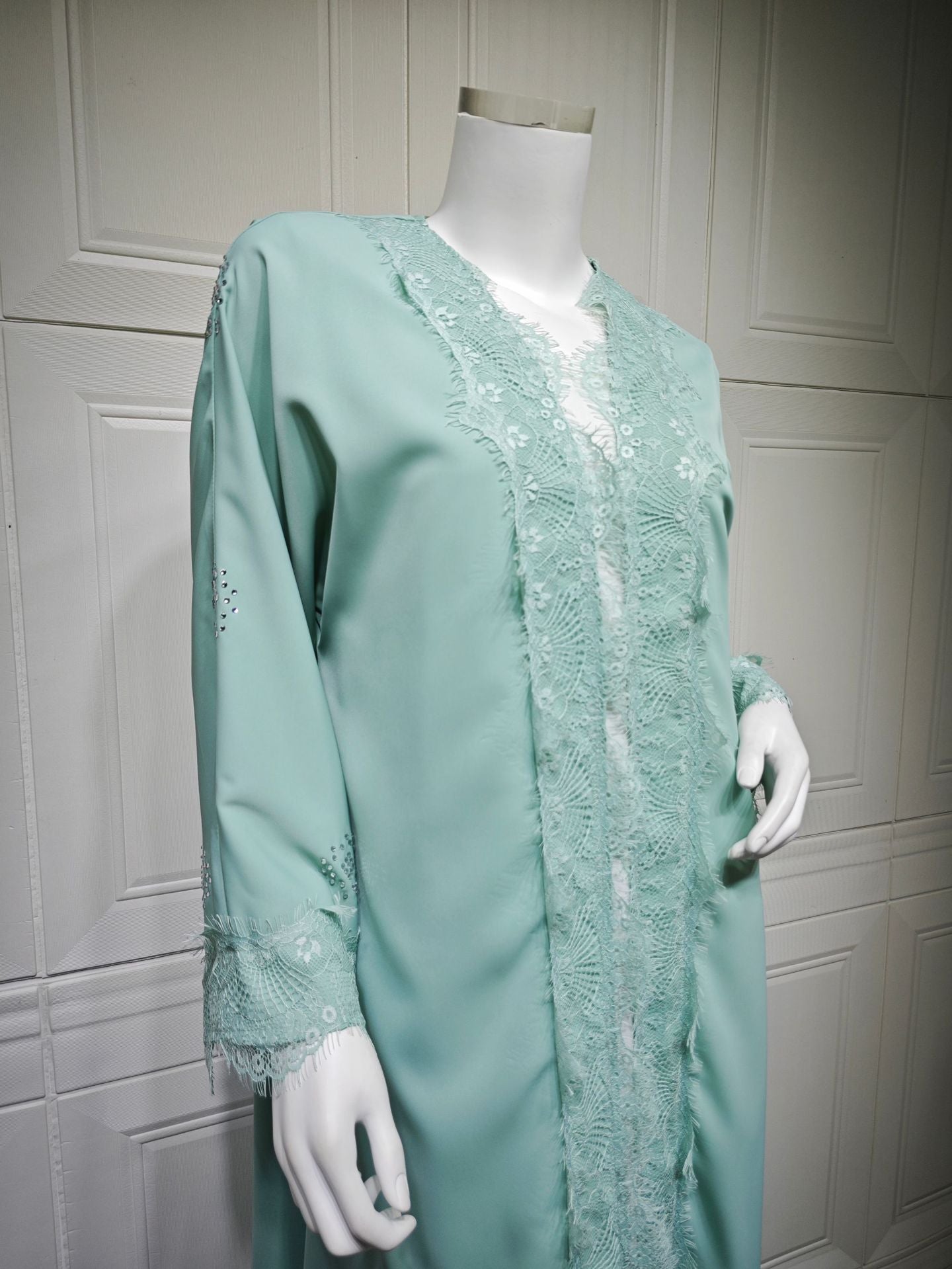 MQ214  Lace Patchwork Fashion Abaya Trendy Dress