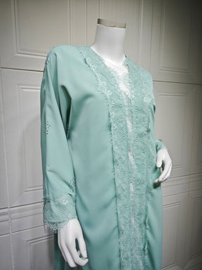 MQ214  Lace Patchwork Fashion Abaya Trendy Dress