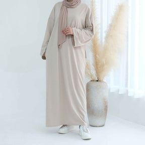 LR737  Plain Hooded Sweatshirt Abaya Dress