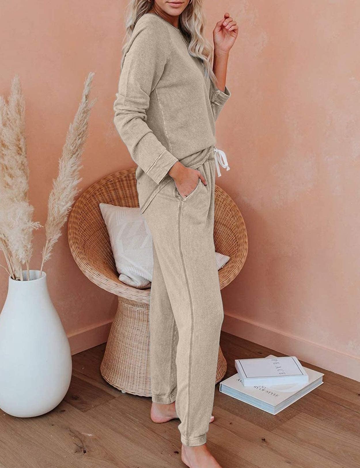 11081 Autumn and winter two-piece casual home long-sleeved T-shirt and pants