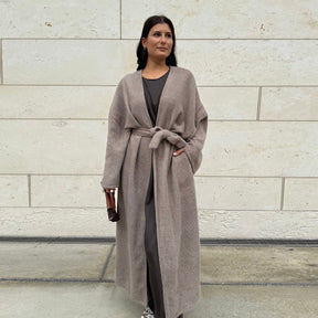 LR1125  Thick Winter Abaya Cardigan with Belt