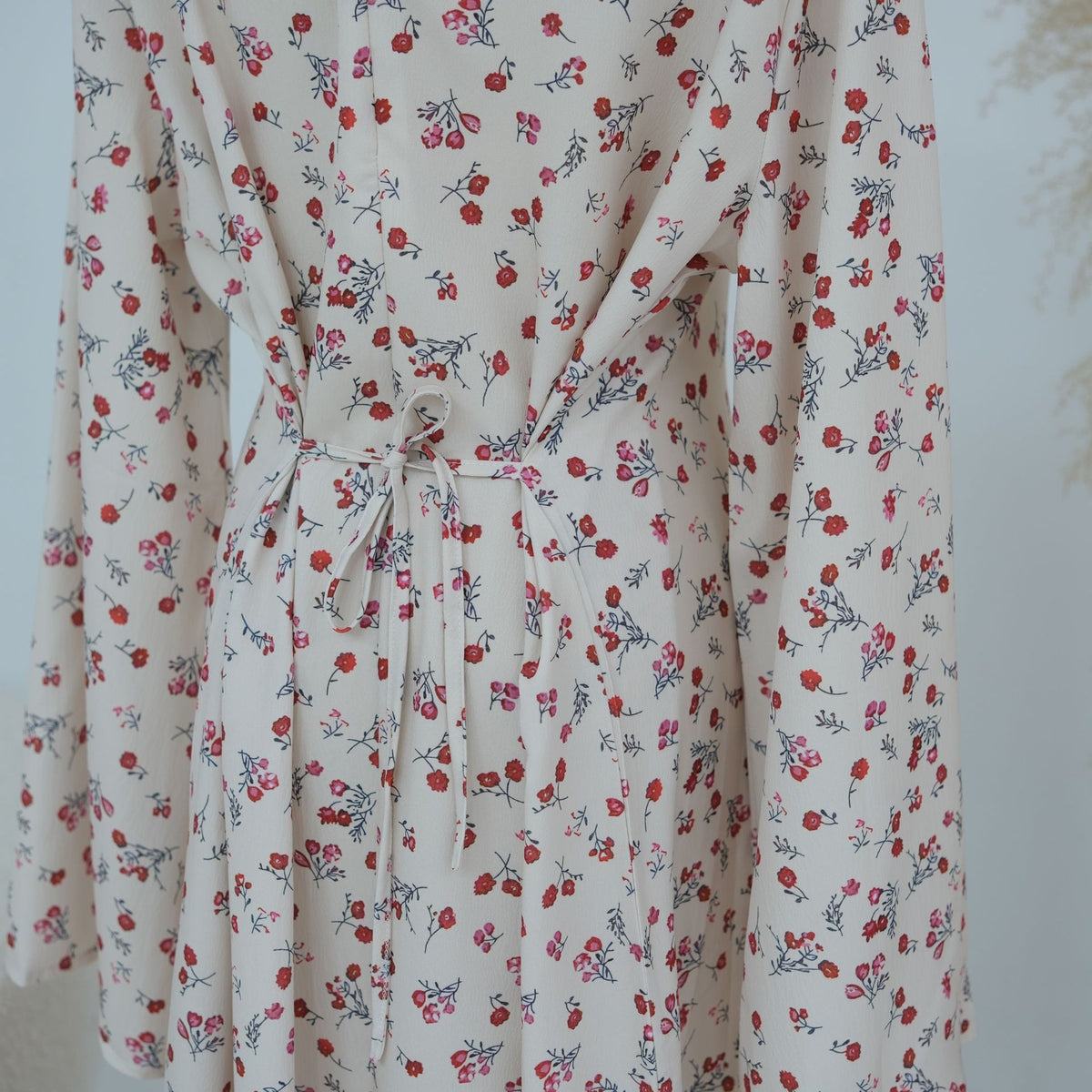 LR1324  Floral Print Plus Size Polyester Long Sleeve Dress - No Hijab