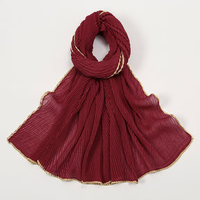 VS787  Cross-border sales of pure color crumpled simple scarf spring and summer new Malay Indonesia ladies crumpled edge long scarf in stock