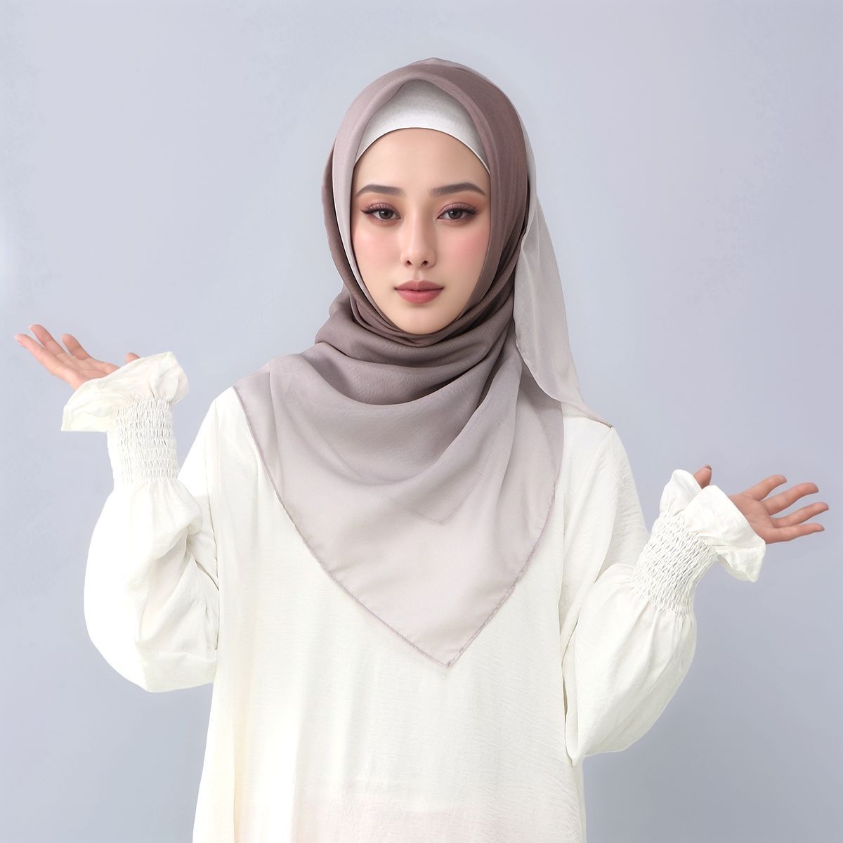 FH164  110*110cm  Printed Ombre Voile Square Scarf