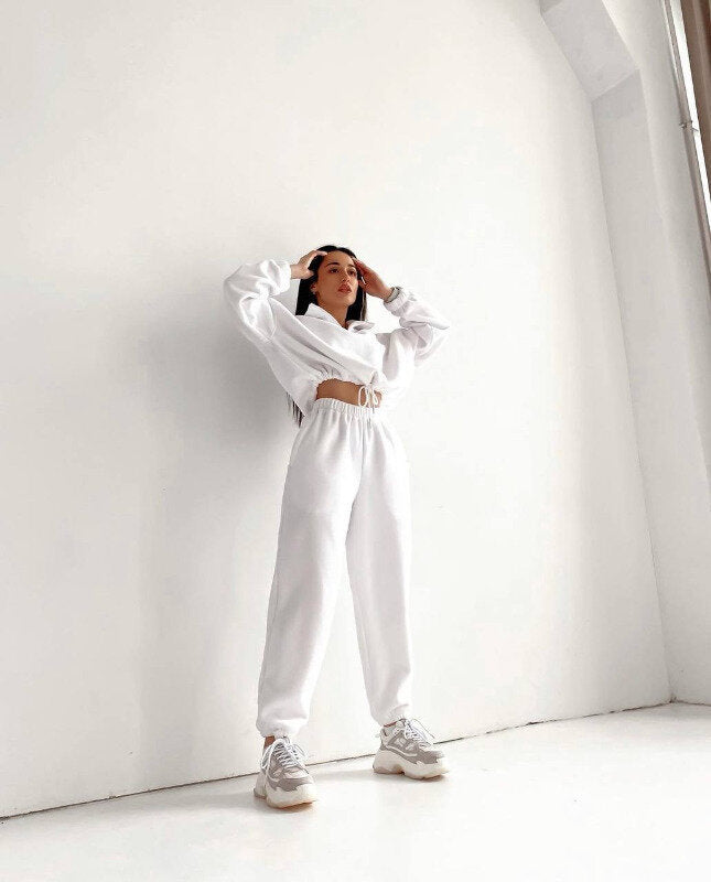 PP5972 Spring Autumn Plain Loose Zip Up Stand Collar Sweatsuit 2-Piece Set Abaya