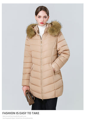 YAXF-8809  Women's Mid-Length Slim Winter Cotton-Padded Puffer Jacket