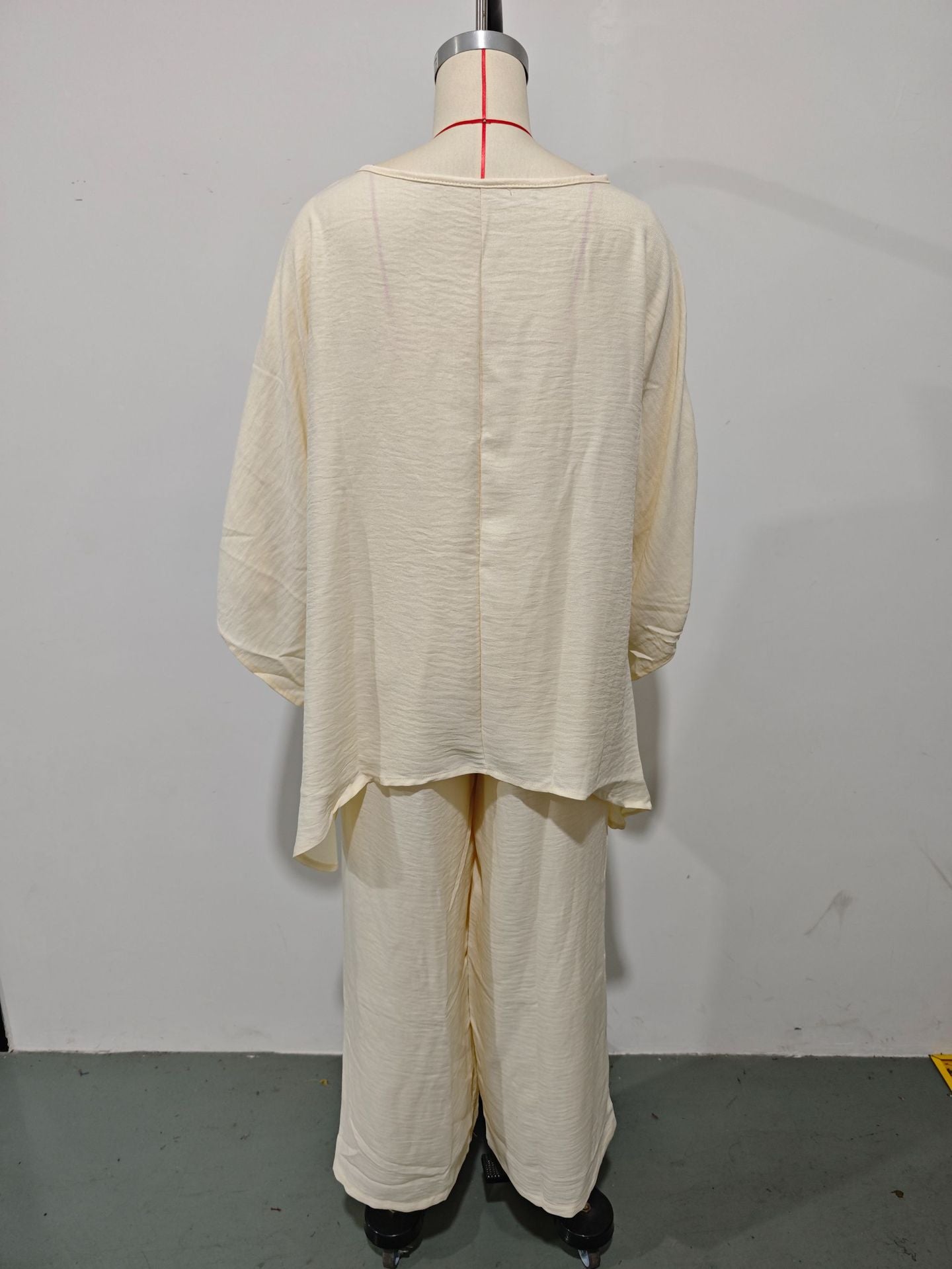 GS-30910  Women Simple Loose Linen Blend Shirt Wide Leg Pants Set