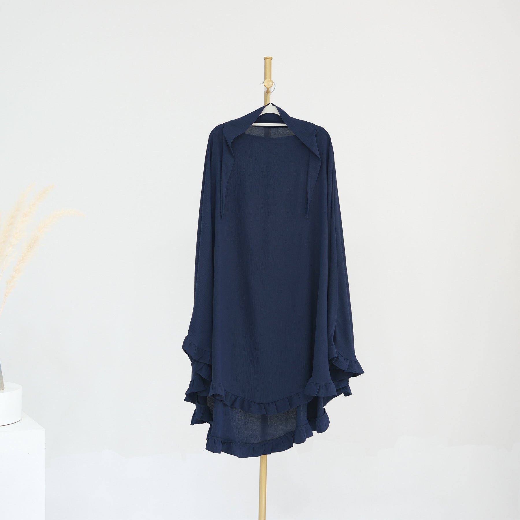 HJ912  Plain Polyester Ruffle Wide-Drape Hijab