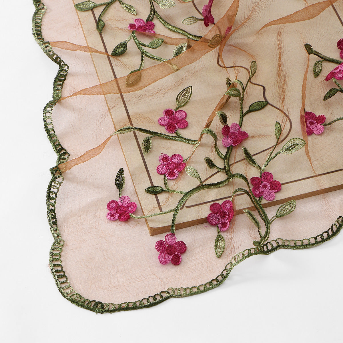VE154  Nylon Embroidered Breathable Lightweight Hijab