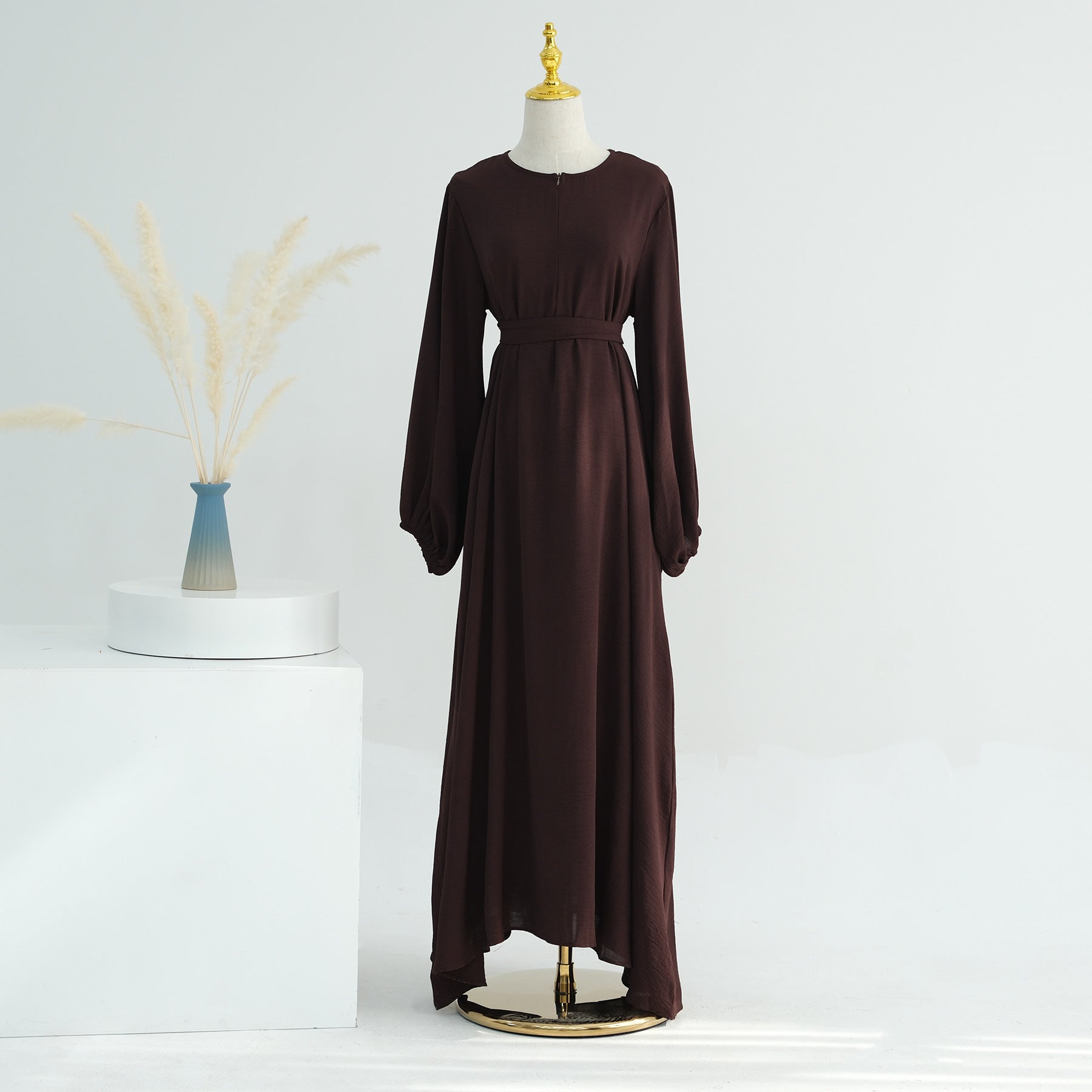 LR708  Plain Viscose Elastic Cuff Dress