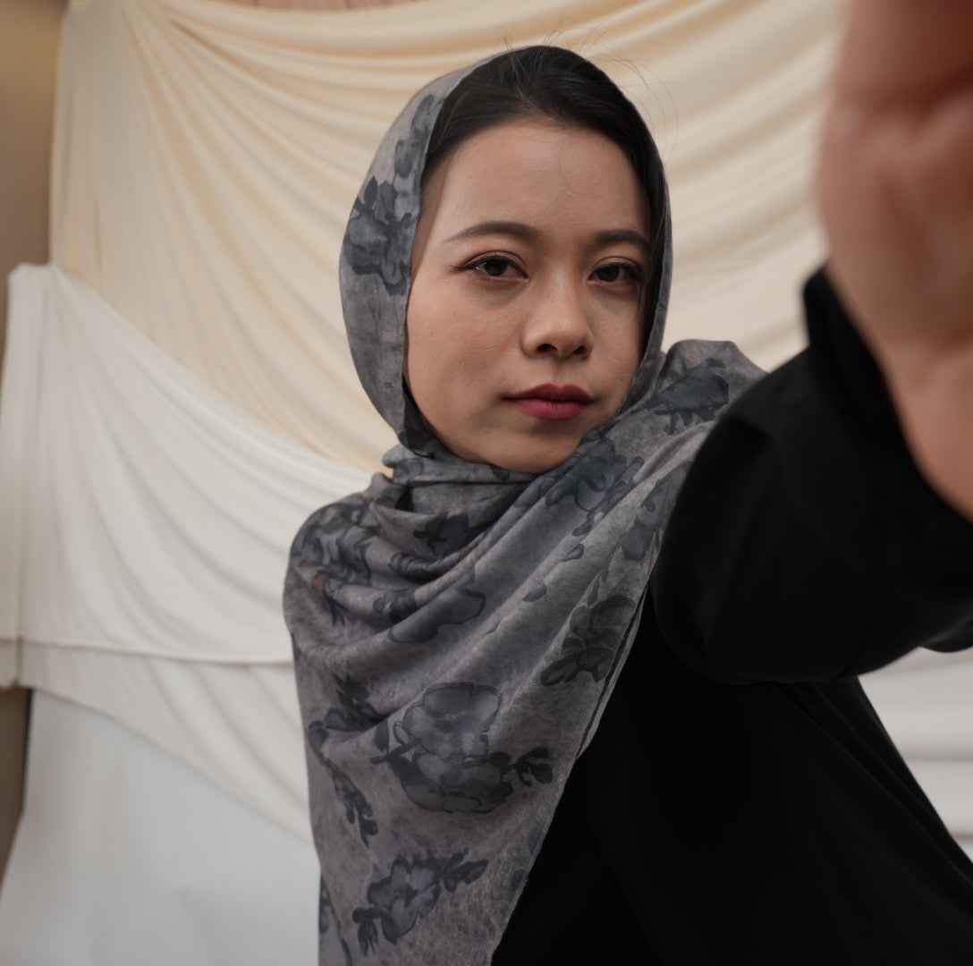 MD018  Modal polyester-cotton tie-dye single stitch Muslim hijab